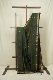 Bottle Green Maheswari Tissue Saree - SRBGMTS750