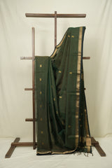 Bottle Green Maheswari Tissue Saree - SRBGMTS750