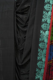 Black Bengal Khadi Cotton Saree - SRBBKCS169
