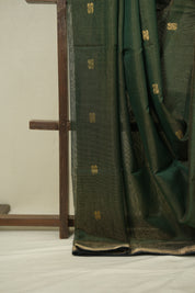 Bottle Green Maheswari Tissue Saree - SRBGMTS750