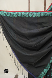 Black Bengal Khadi Cotton Saree - SRBBKCS169