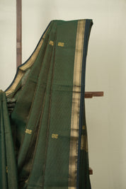 Bottle Green Maheswari Tissue Saree - SRBGMTS750