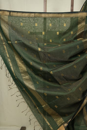 Bottle Green Maheswari Tissue Saree - SRBGMTS750