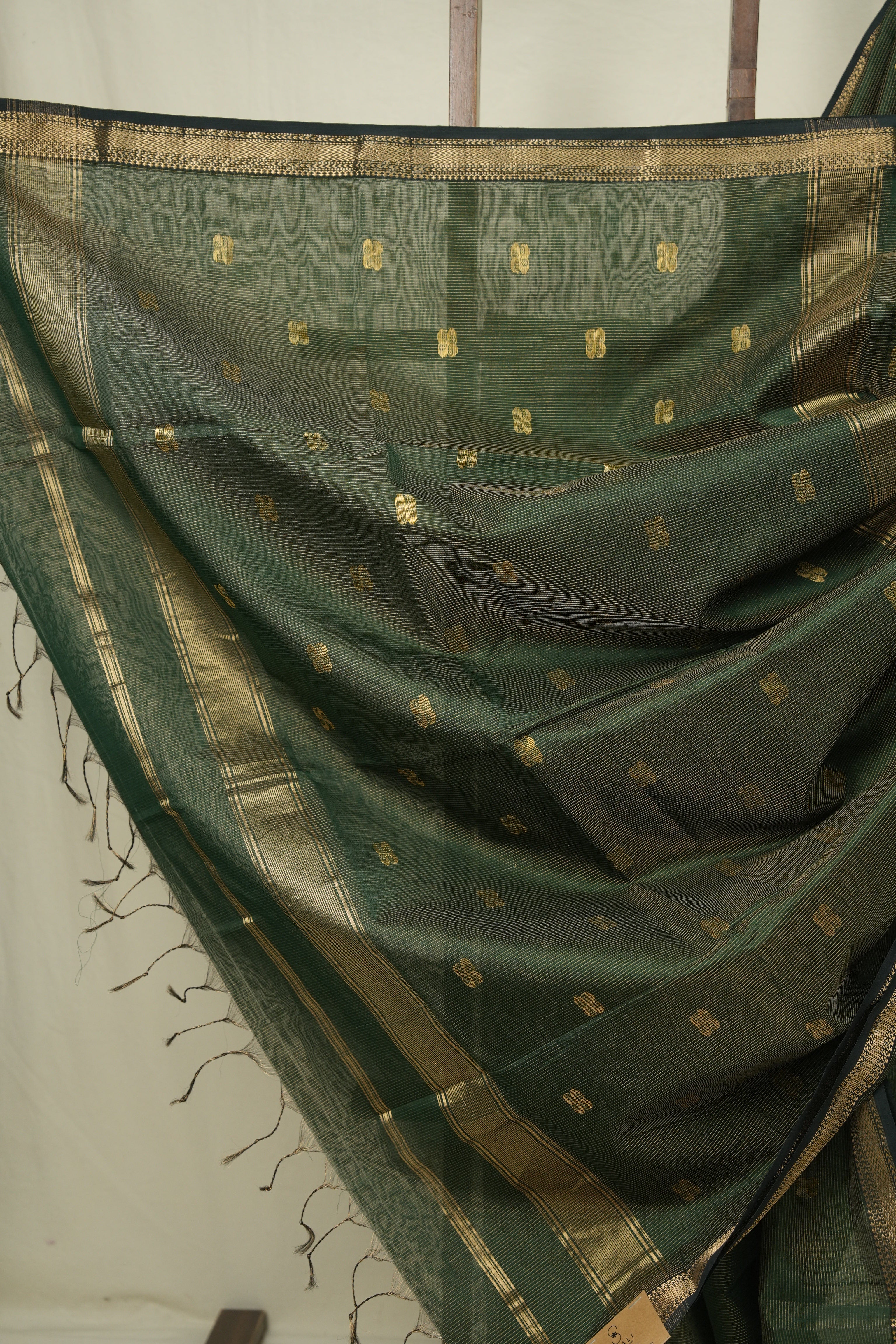 Bottle Green Maheswari Tissue Saree - SRBGMTS750