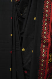 Black Bengal Khadi Cotton Saree - SRBBKCS170