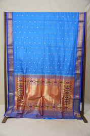 Sky Blue Silk Paithani Saree - Saavari - SSSBSPS28