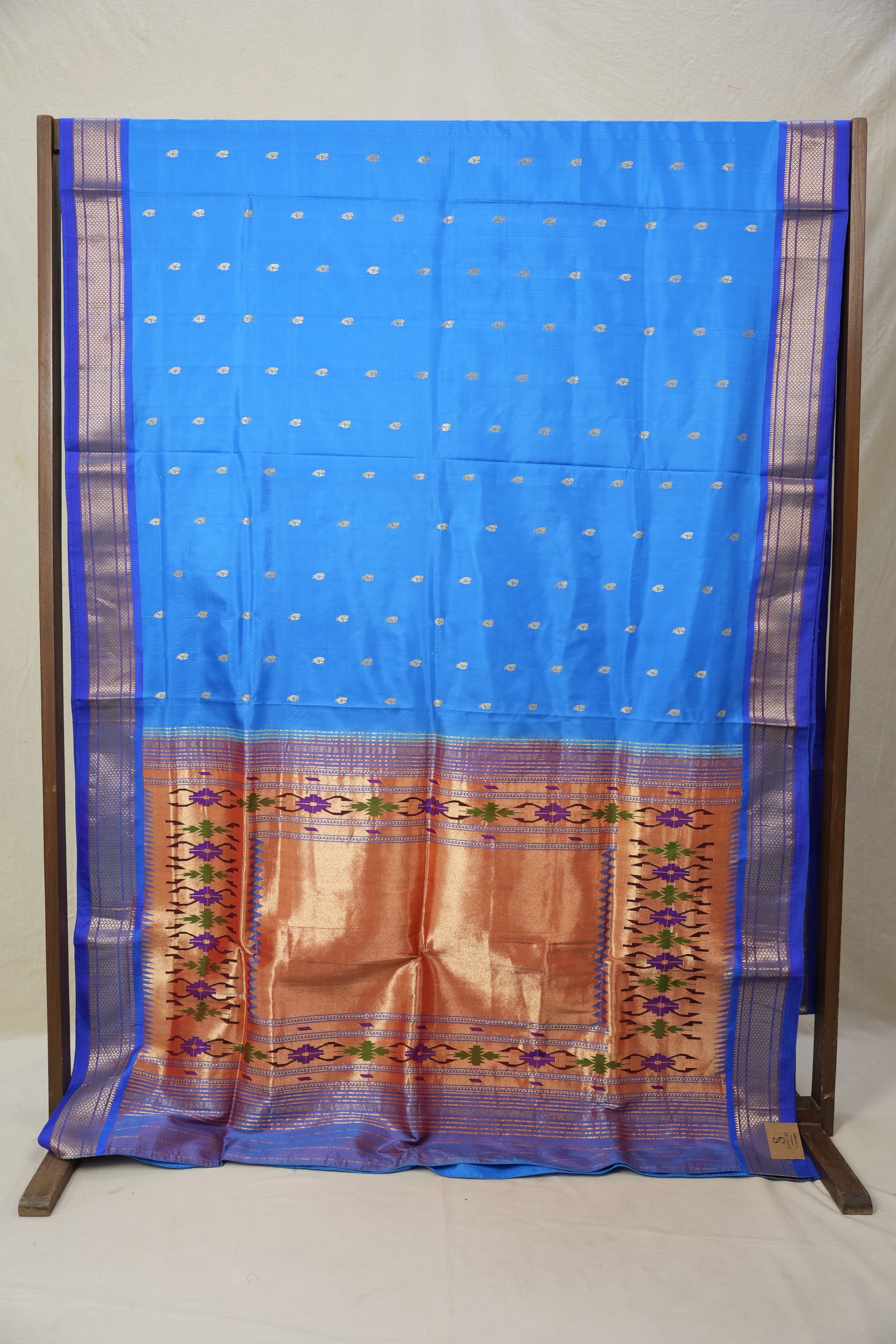 Sky Blue Silk Paithani Saree - Saavari - SSSBSPS28