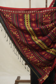 Black Bengal Khadi Cotton Saree - SRBBKCS170