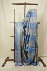 Blue Tissue Tussar Silk Saree - SRBTTSS614