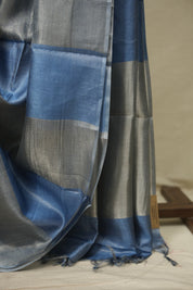 Blue Tissue Tussar Silk Saree - SRBTTSS614