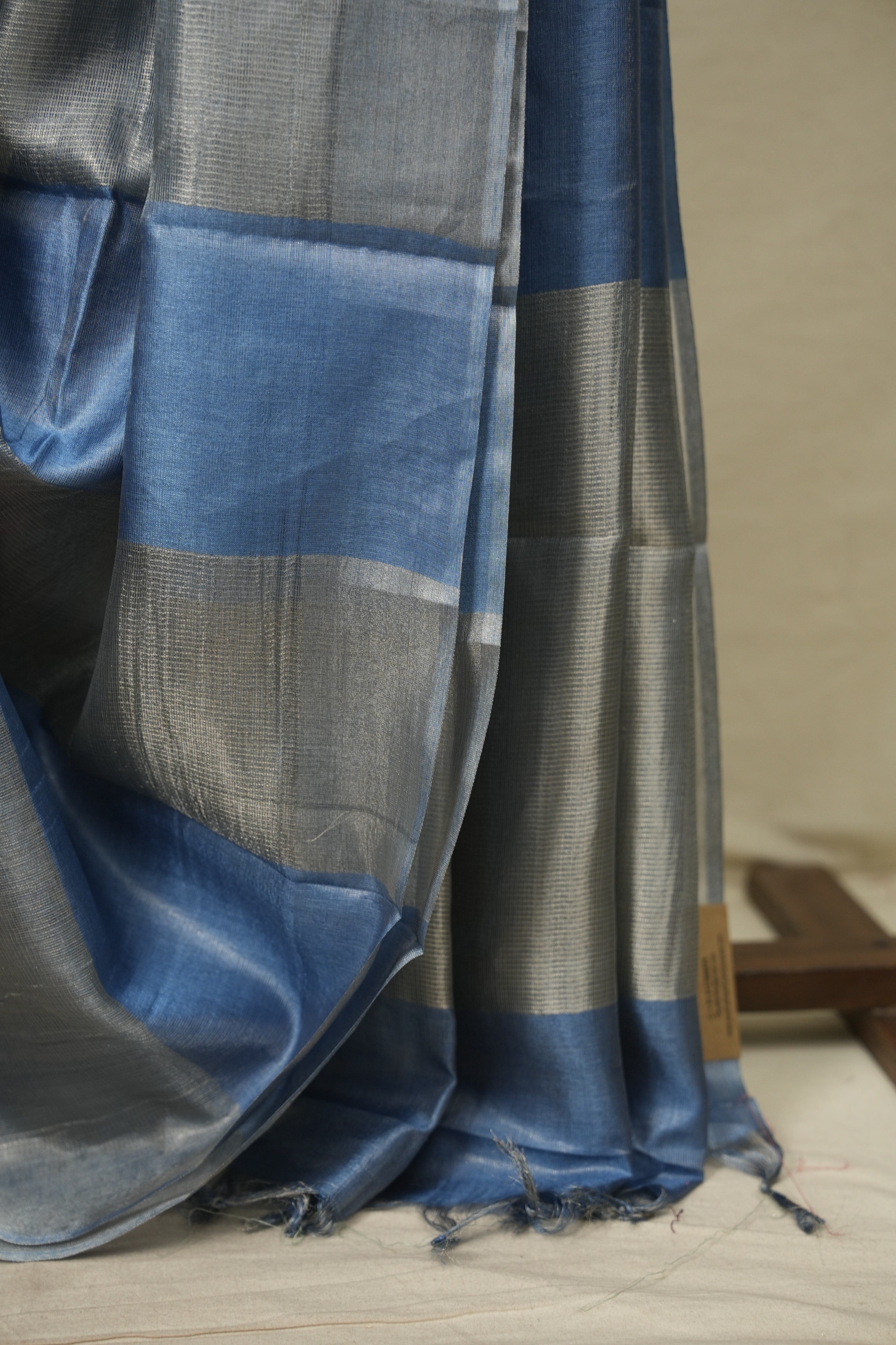 Blue Tissue Tussar Silk Saree - SRBTTSS614
