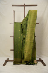 Moss Green Raw Silk Saree - SRMGRSS834