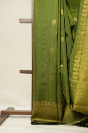 Moss Green Raw Silk Saree - SRMGRSS834