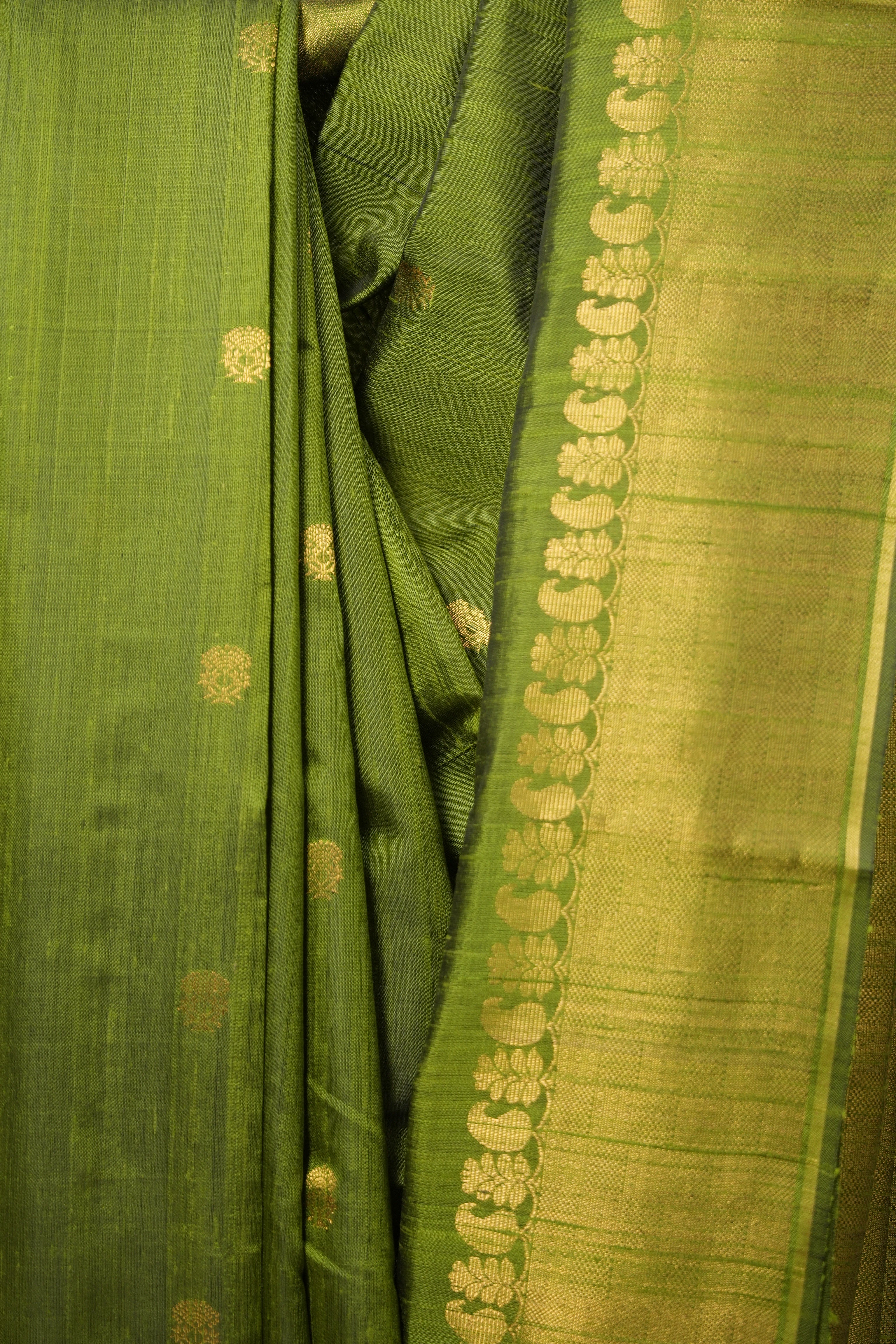 Moss Green Raw Silk Saree - SRMGRSS834