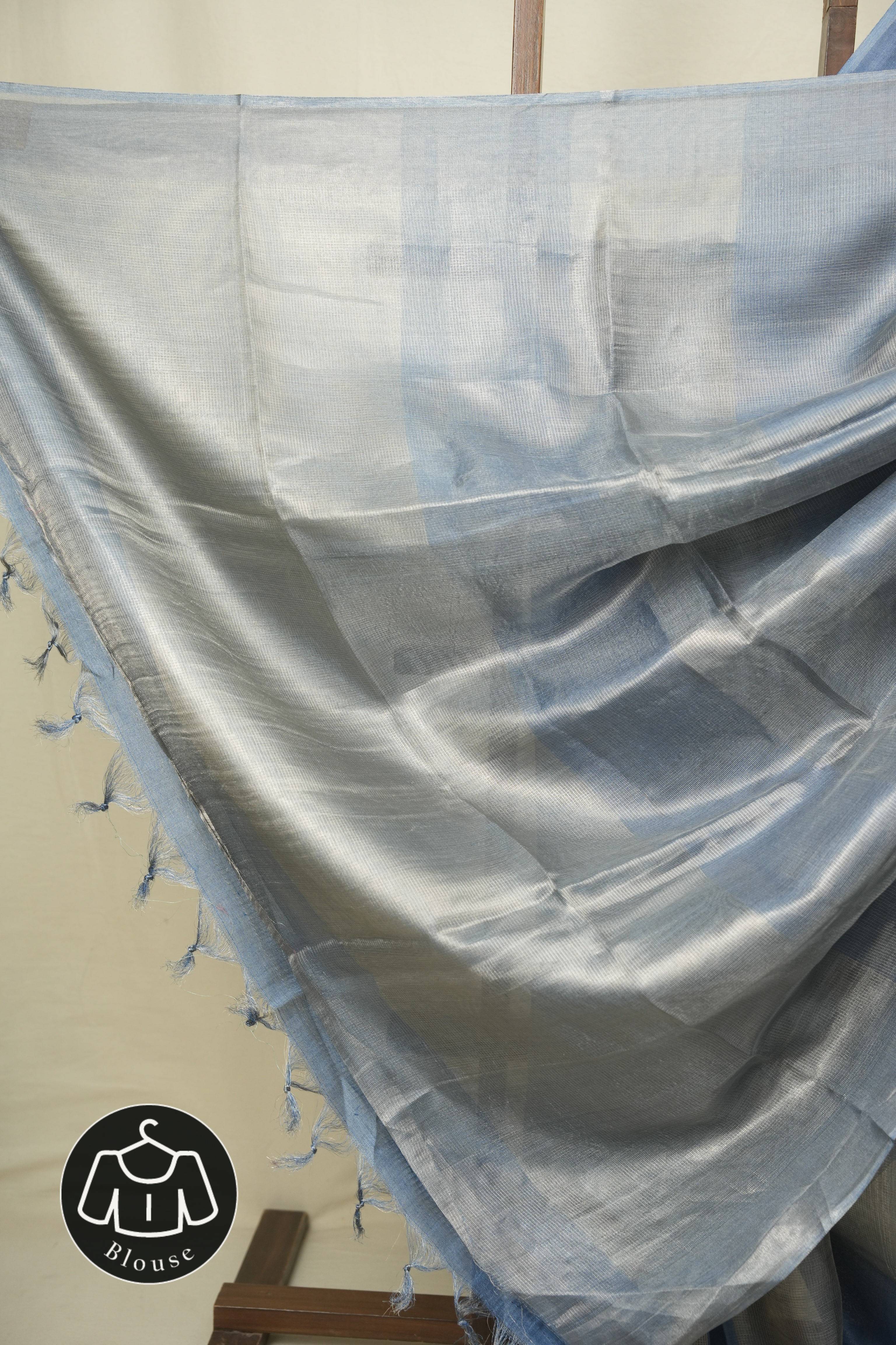 Blue Tissue Tussar Silk Saree - SRBTTSS614