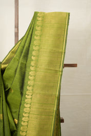 Moss Green Raw Silk Saree - SRMGRSS834