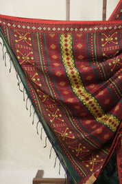 Dark Green Bengal Khadi Cotton Saree - SRDGBKCS172