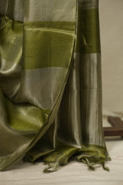 Mehendi Green Tissue Tussar Silk Saree - SRMGTTSS607