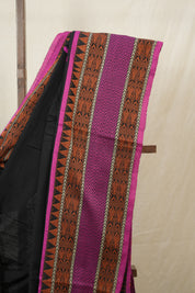 Black Bengal Khadi Cotton Saree - SRBBKCS171