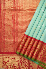 Aqua Blue Gadwal Silk Saree - Saavari - SSABGSS14
