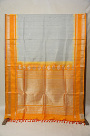 Grey Orange Gadwal Silk Saree - Saavari - SSGOGSS09