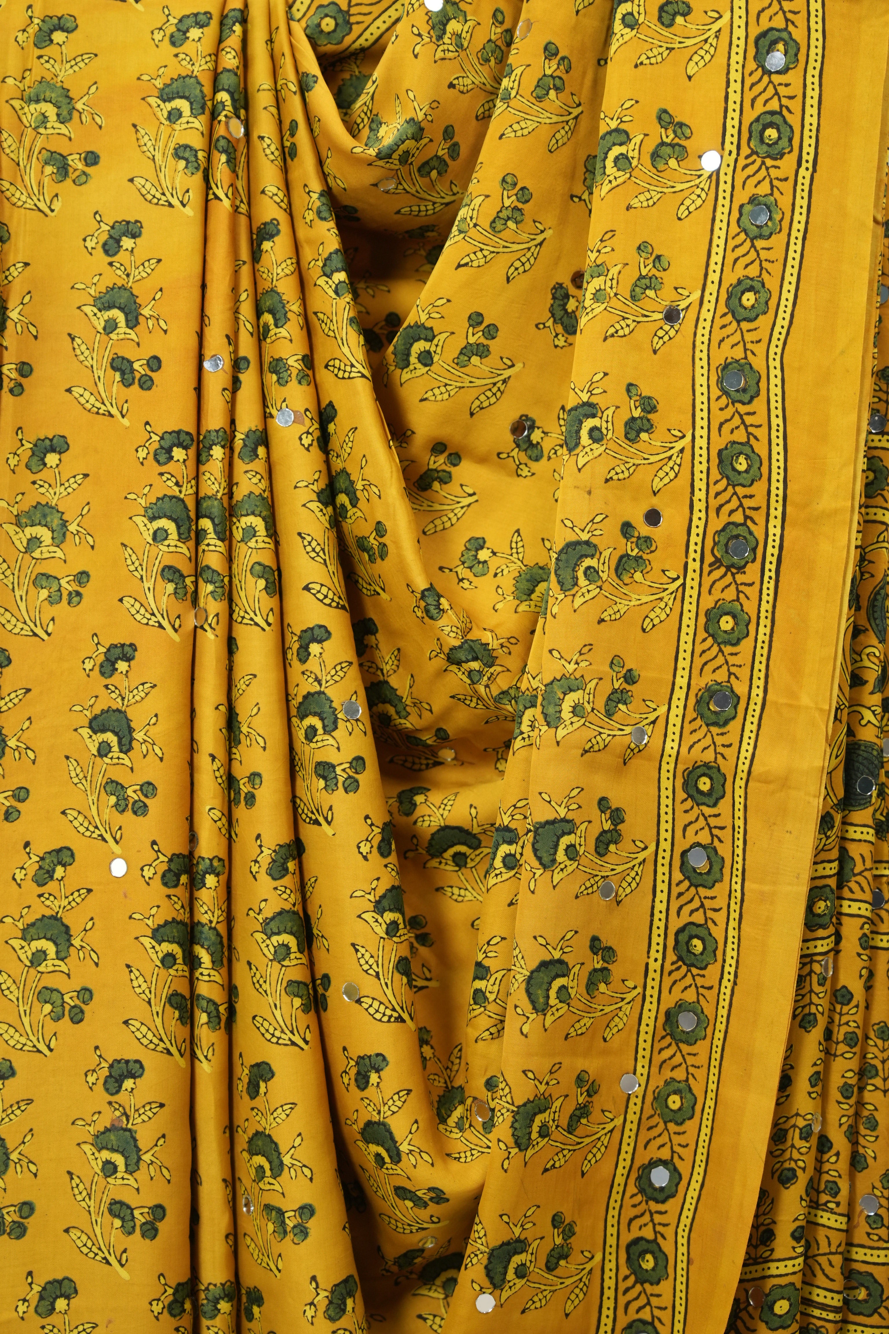 Mustard Yellow HBP Modal Silk Saree - SRMYMSS625
