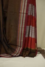 Rust Cotton Ilkal Saree - SRRCIS1046