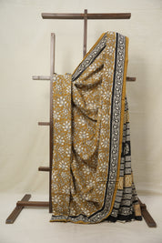 Mustard Yellow HBP Cotton Saree - SRMYCS3032