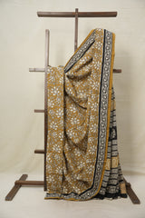 Mustard Yellow HBP Cotton Saree - SRMYCS3032