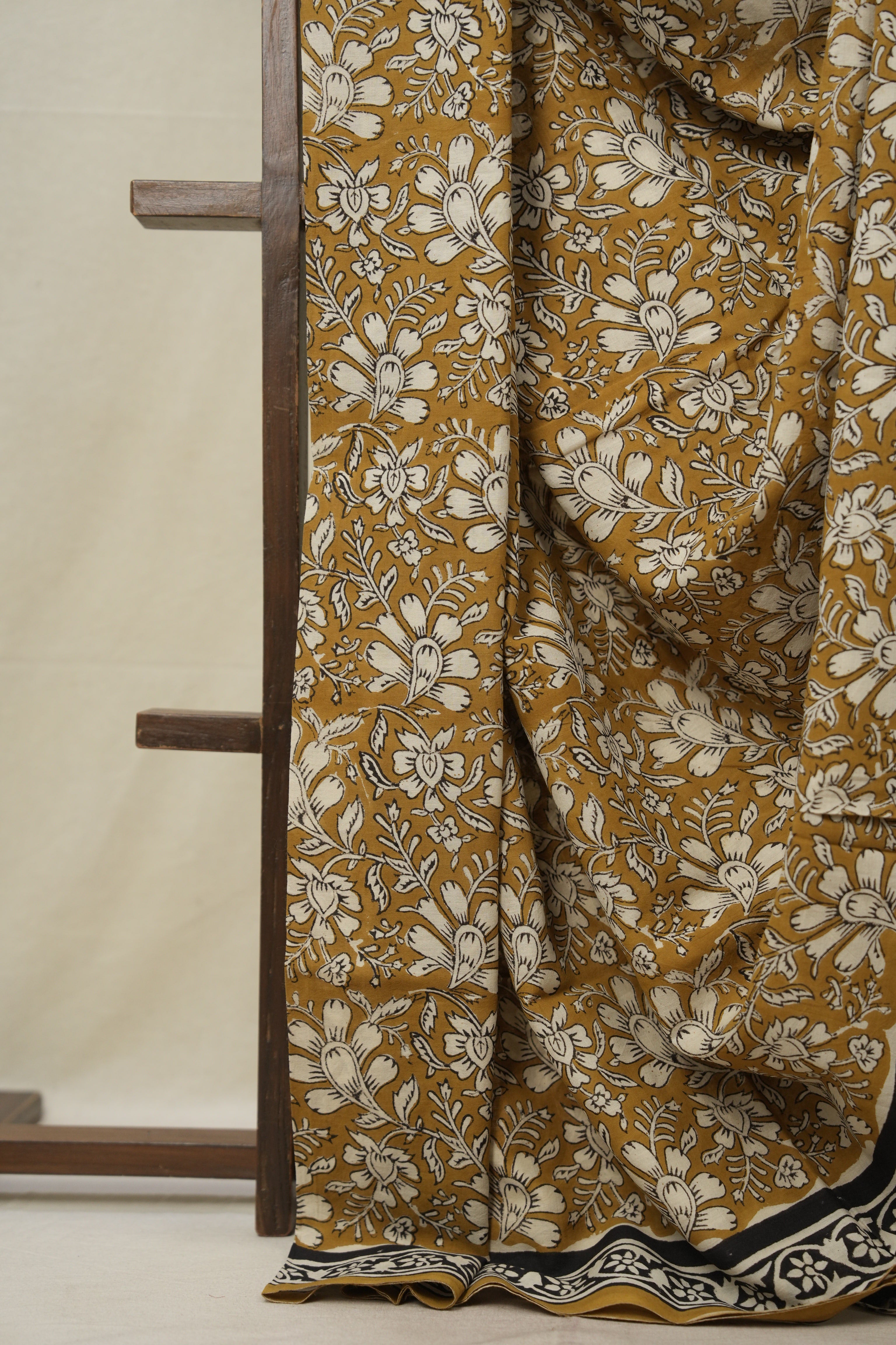 Mustard Yellow HBP Cotton Saree - SRMYCS3032