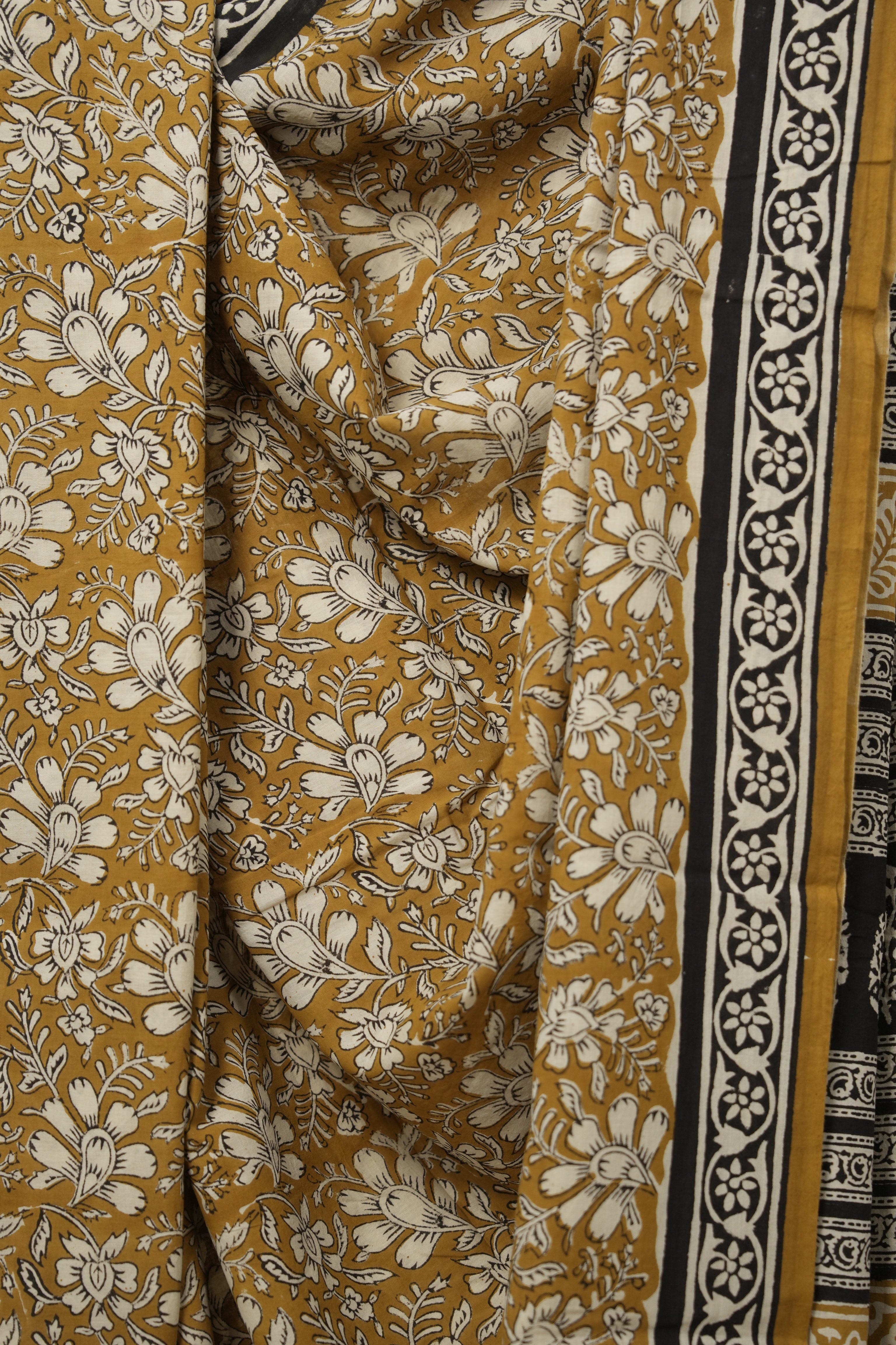 Mustard Yellow HBP Cotton Saree - SRMYCS3032