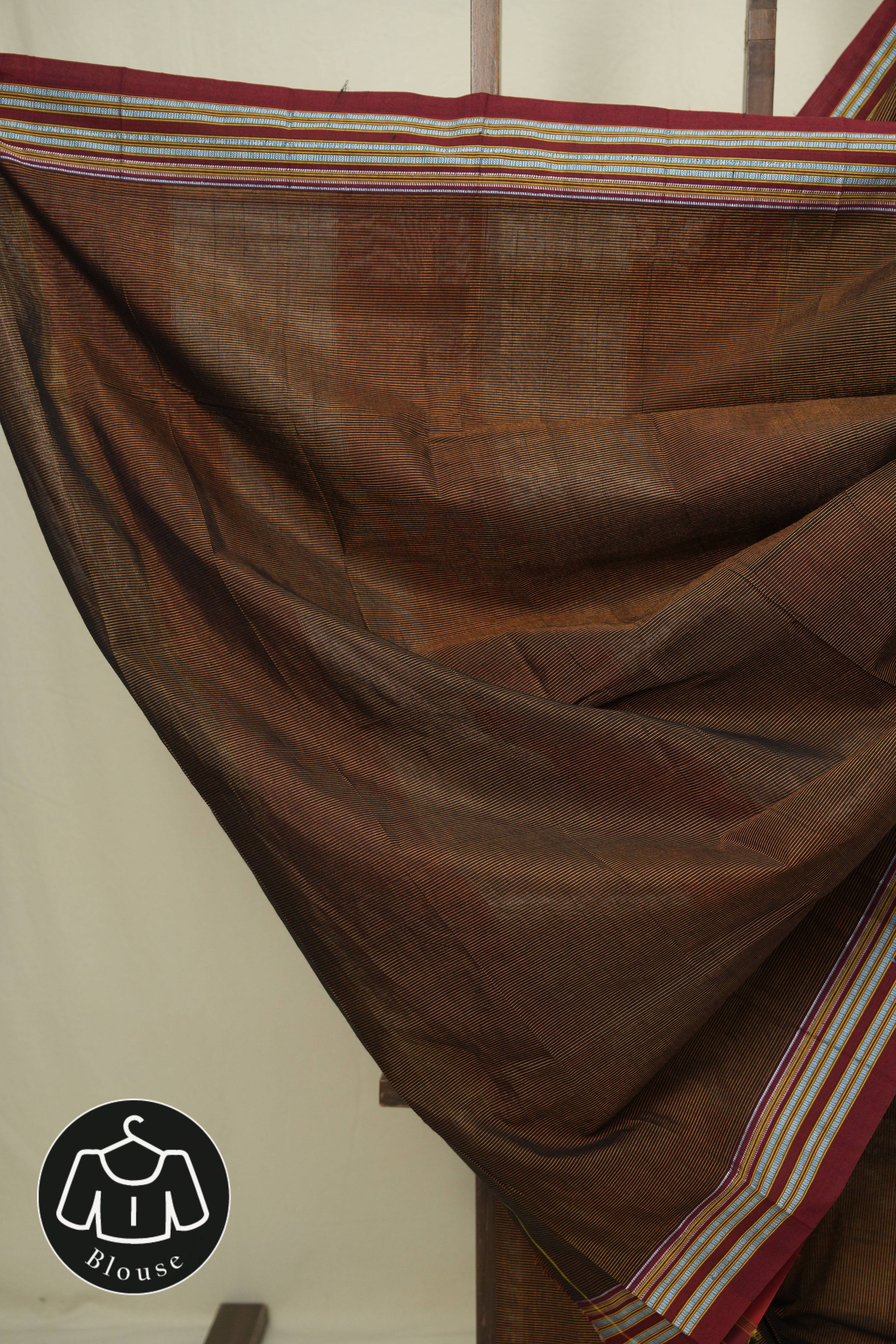 Rust Cotton Ilkal Saree - SRRCIS1046