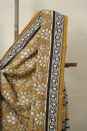 Mustard Yellow HBP Cotton Saree - SRMYCS3032