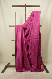Rani Pink Machine Embroidered Tussar Silk Saree - SRRPMETSS1602