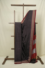 Black Cotton Ilkal Saree - SRBCIS1045