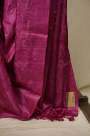 Rani Pink Machine Embroidered Tussar Silk Saree - SRRPMETSS1602