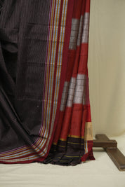 Black Cotton Ilkal Saree - SRBCIS1045