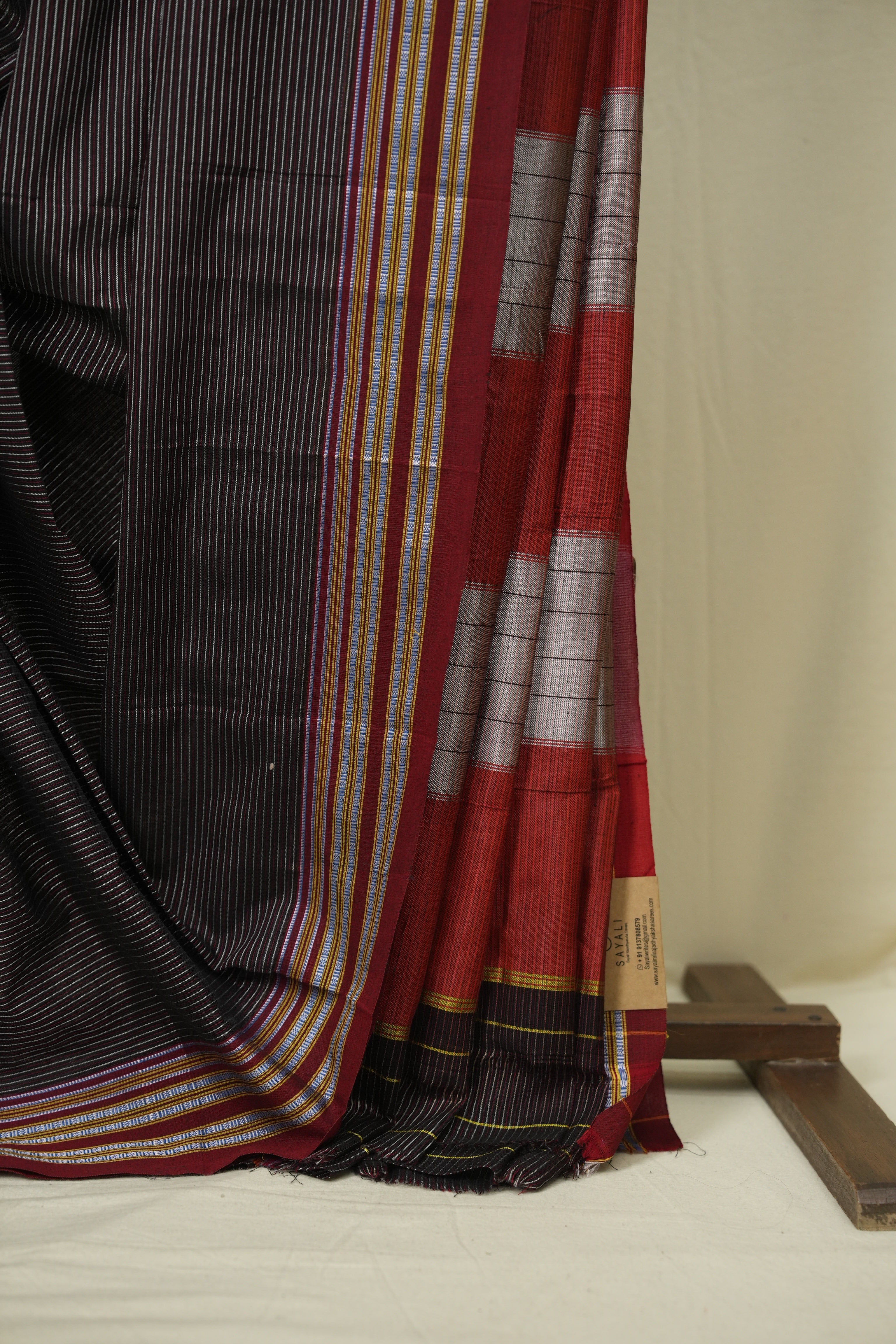 Black Cotton Ilkal Saree - SRBCIS1045