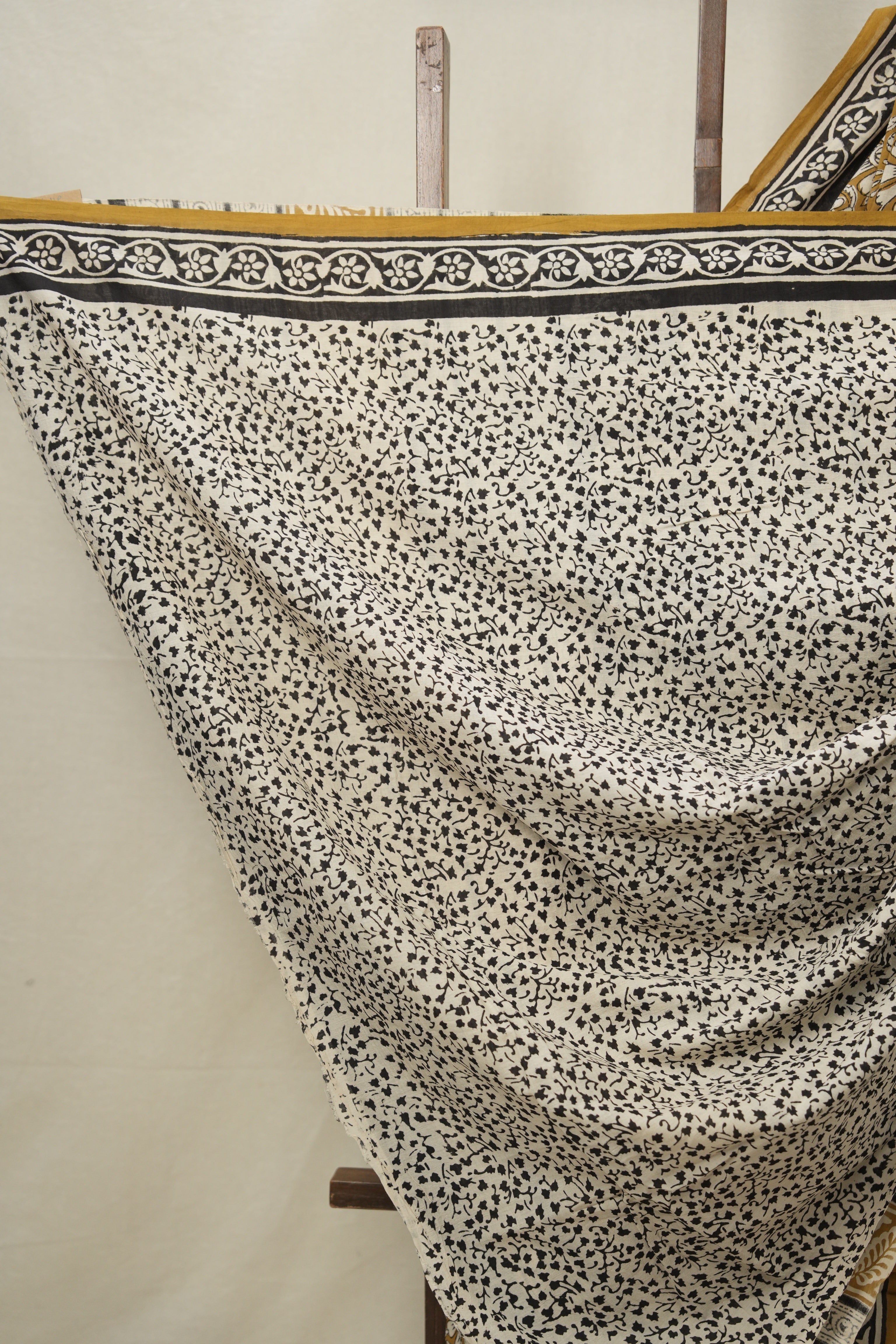 Mustard Yellow HBP Cotton Saree - SRMYCS3032