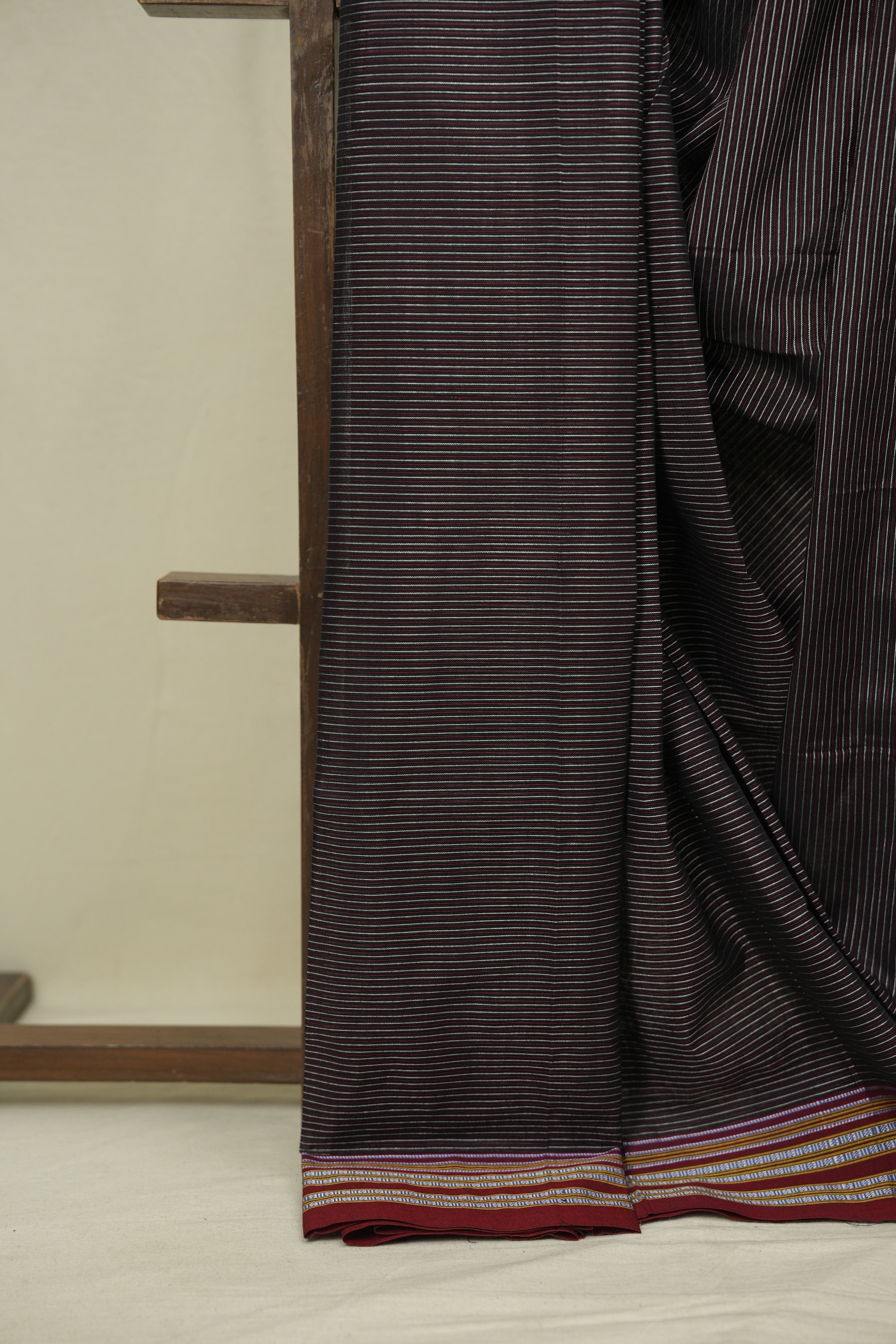 Black Cotton Ilkal Saree - SRBCIS1045