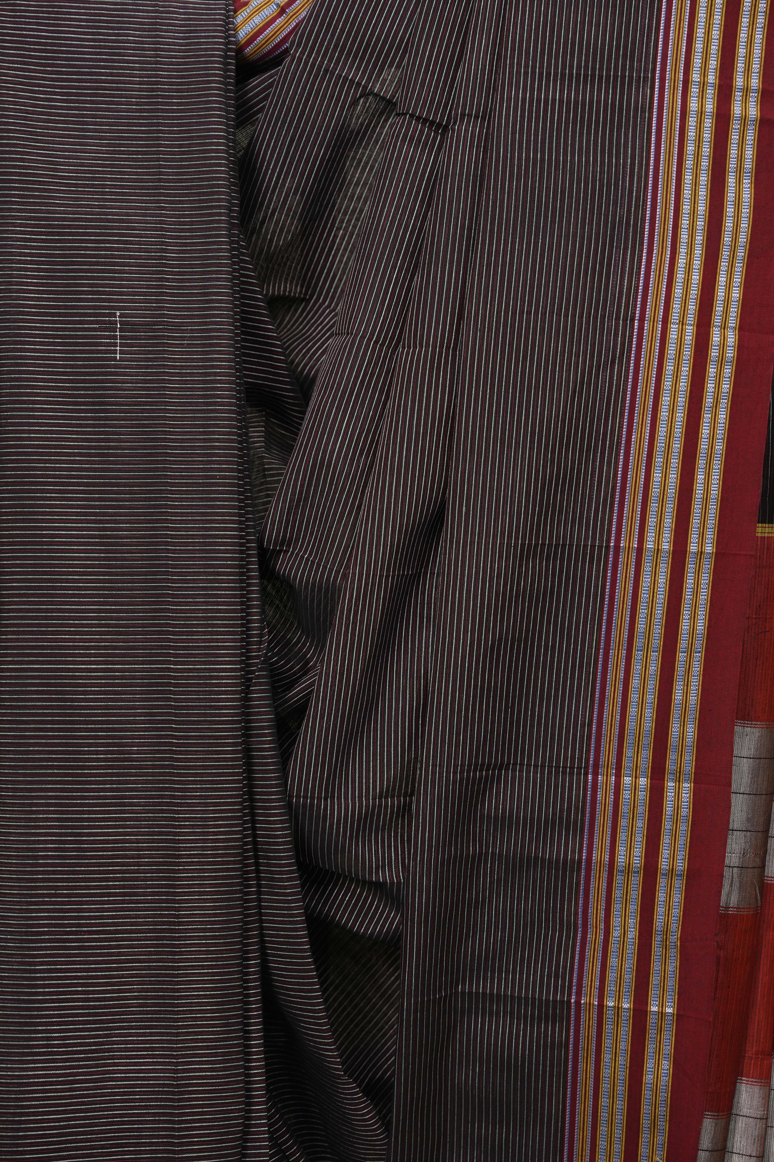 Black Cotton Ilkal Saree - SRBCIS1045
