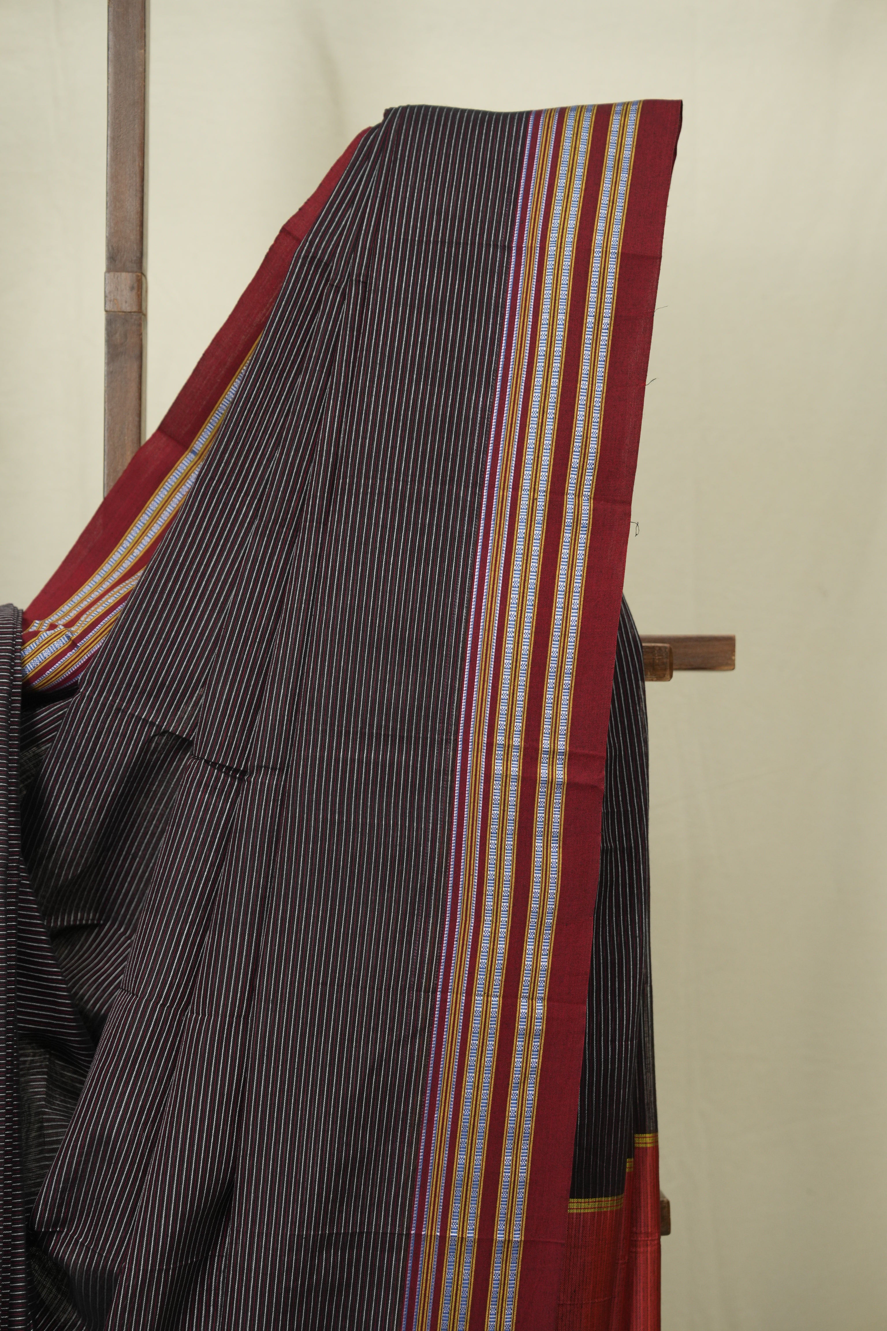 Black Cotton Ilkal Saree - SRBCIS1045