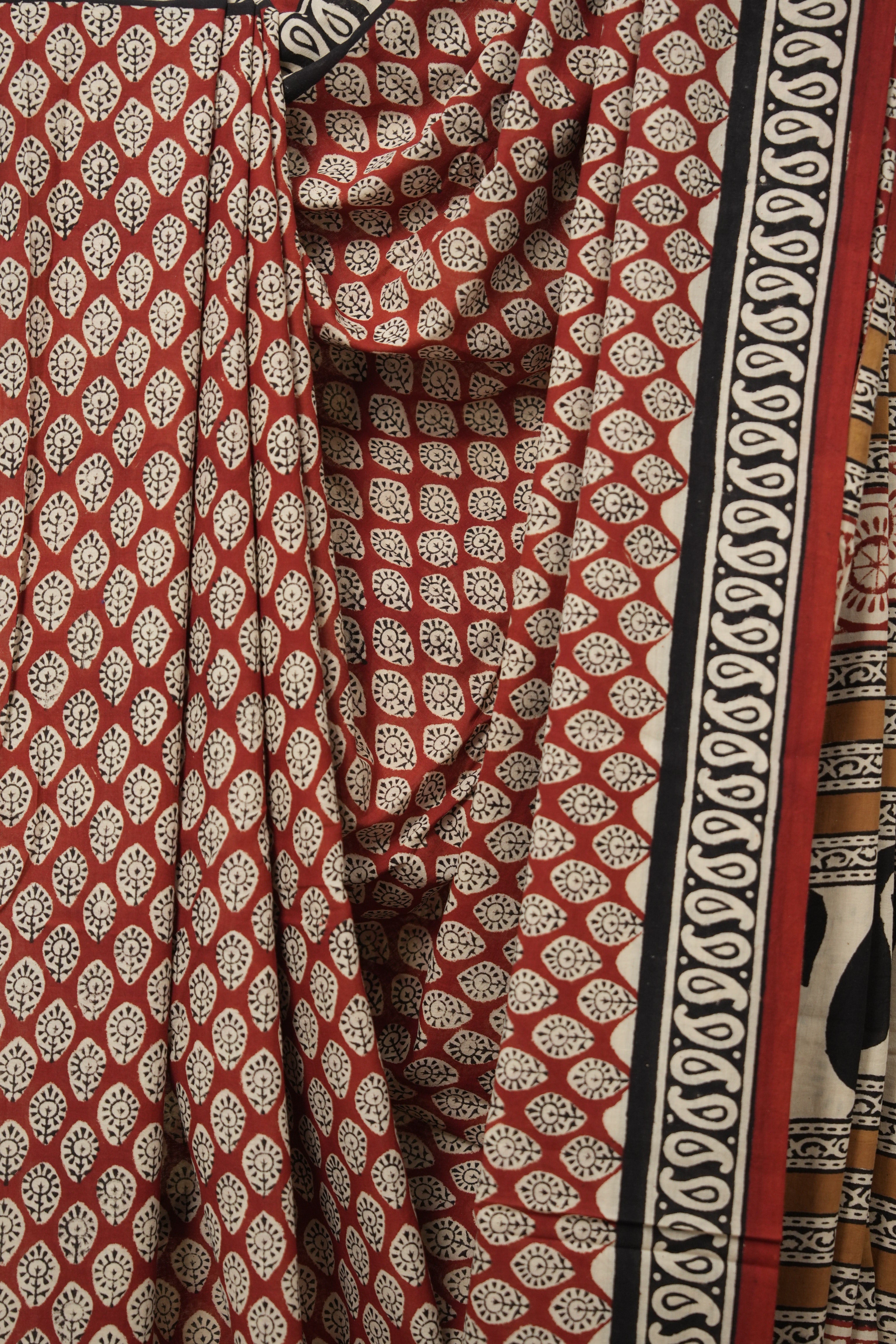 Maroon HBP Cotton Saree - SRMCS3034