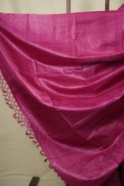 Rani Pink Machine Embroidered Tussar Silk Saree - SRRPMETSS1602