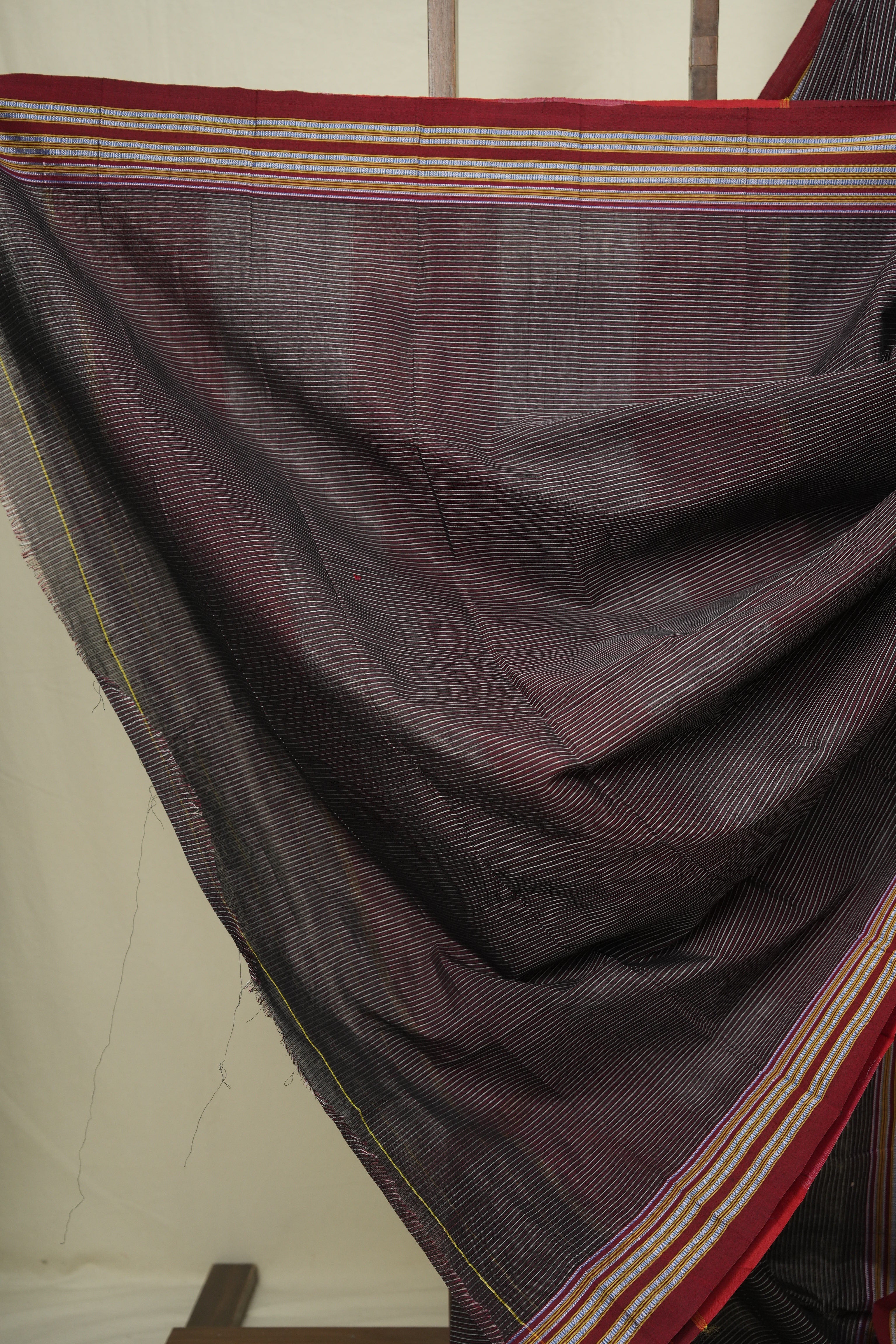 Black Cotton Ilkal Saree - SRBCIS1045