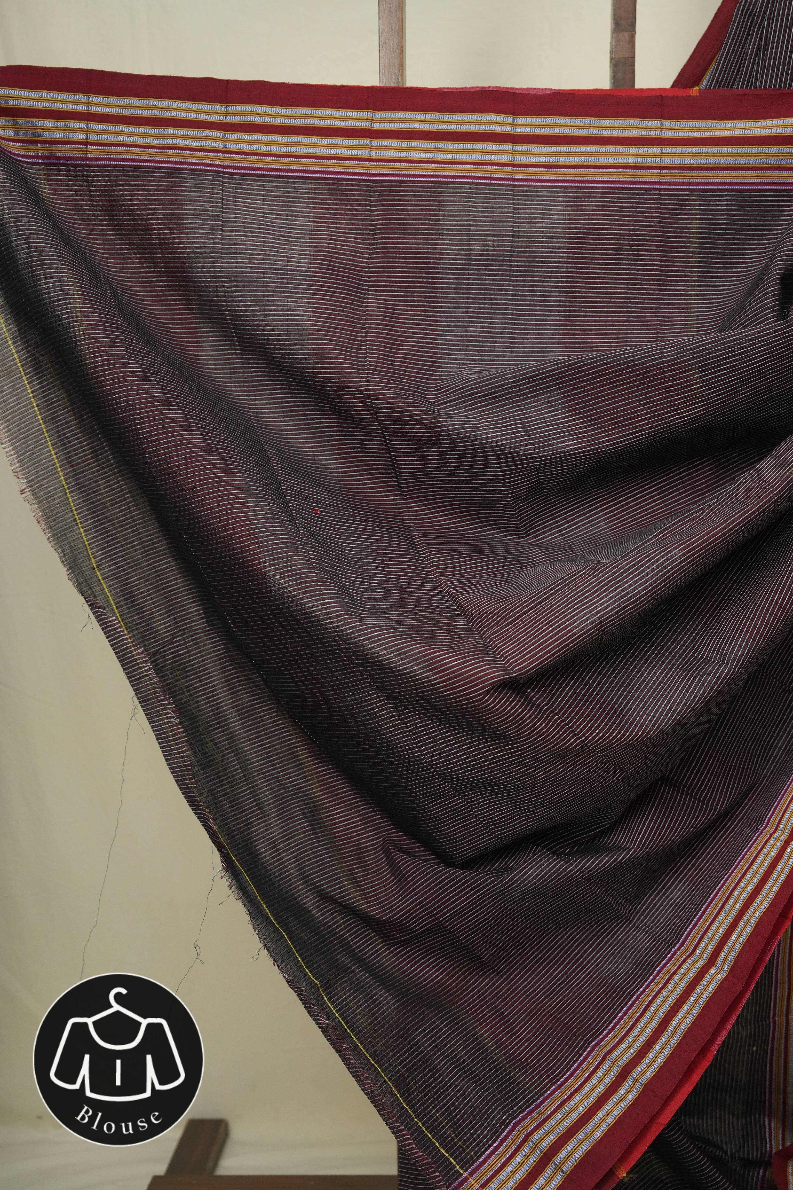 Black Cotton Ilkal Saree - SRBCIS1045