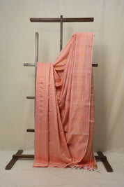 Dark Peach Raw Silk Saree - SRDPRSS777