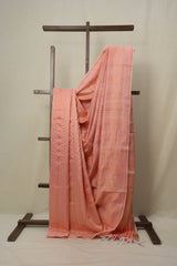 Dark Peach Raw Silk Saree - SRDPRSS777