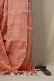 Dark Peach Raw Silk Saree - SRDPRSS777