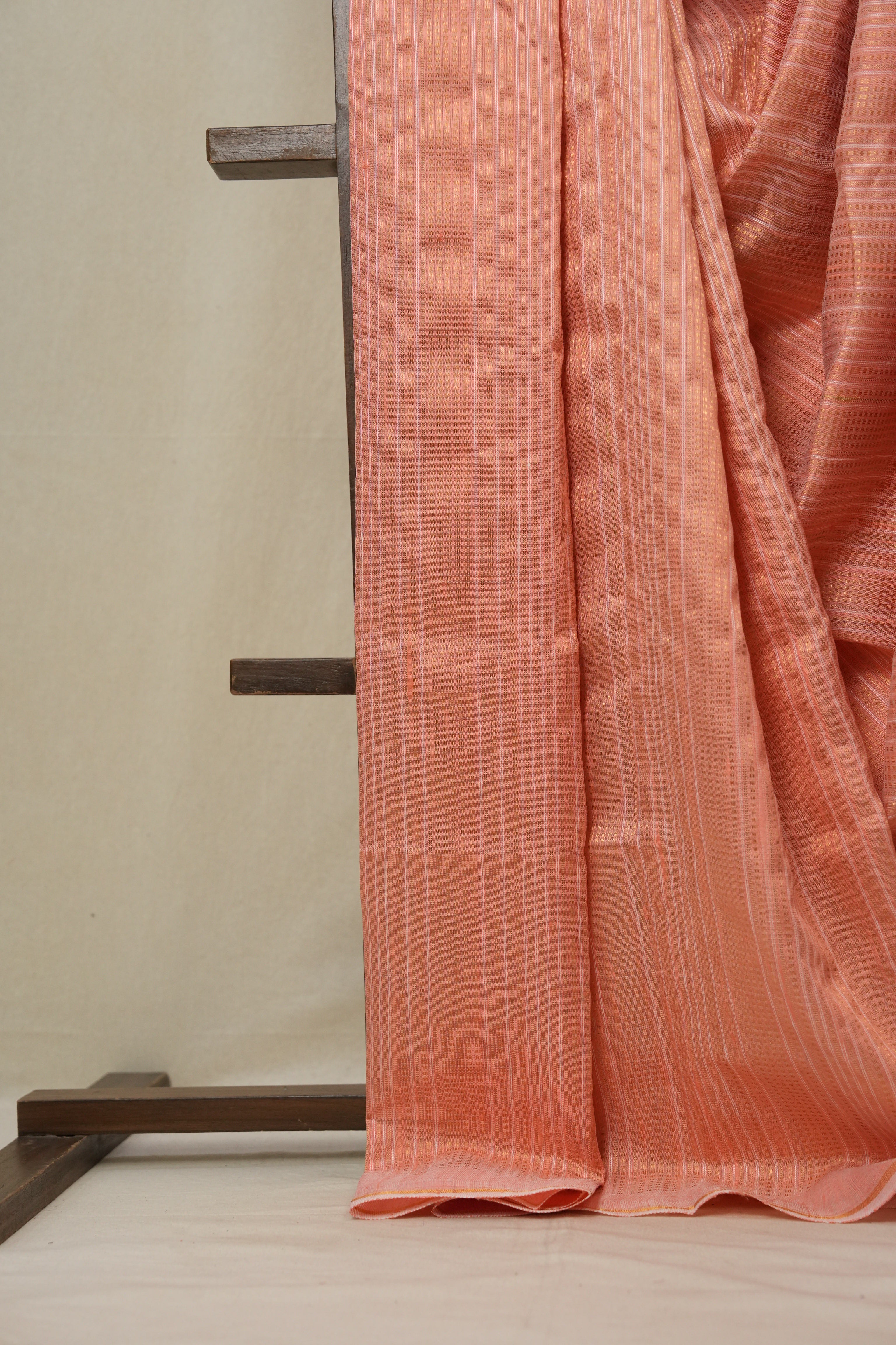 Dark Peach Raw Silk Saree - SRDPRSS777